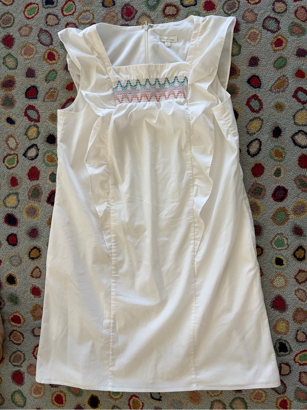 Shoshanna Cream Smocked Ruffle dress